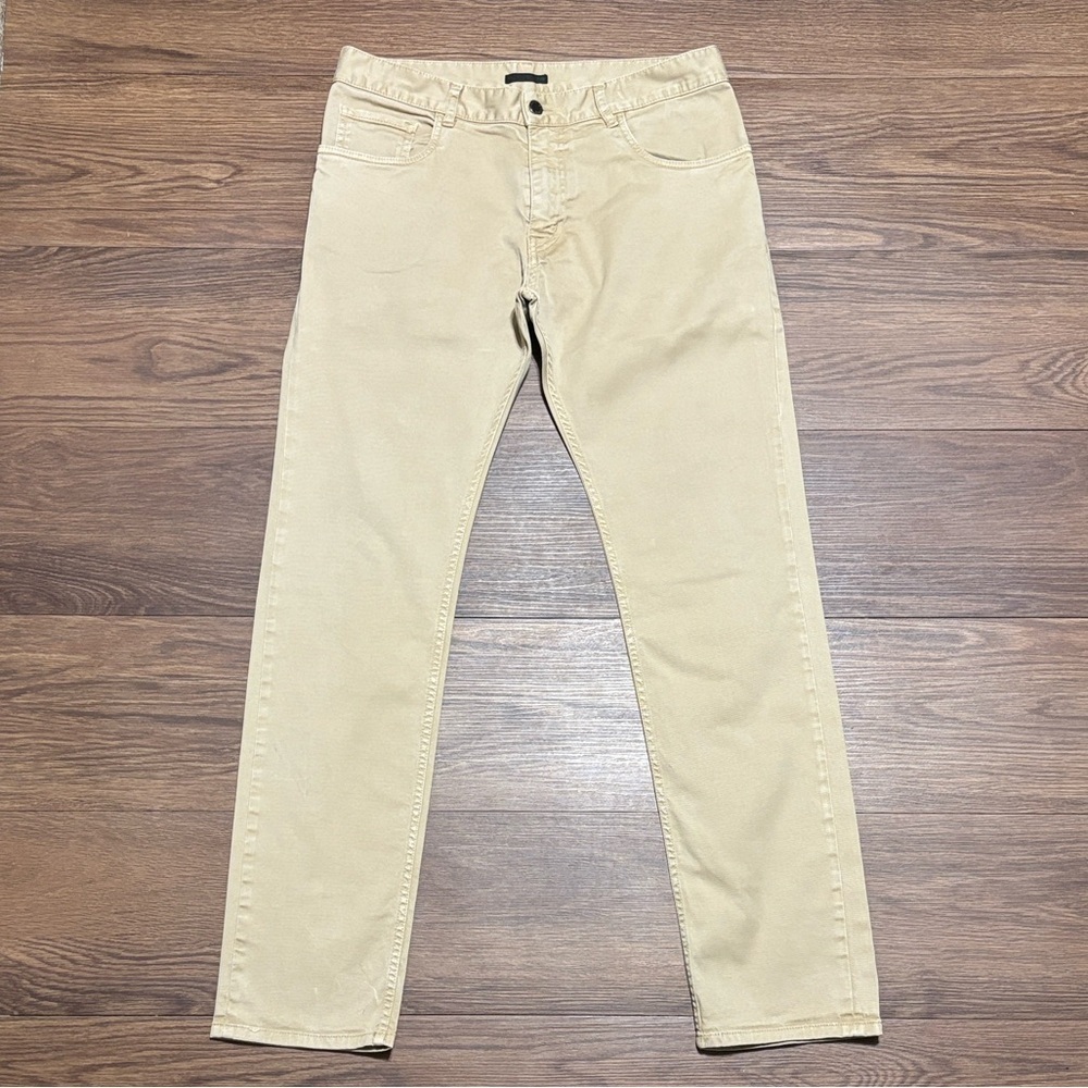 Prada Vintage Khaki Tapered Trousers Silver Button Waist 33